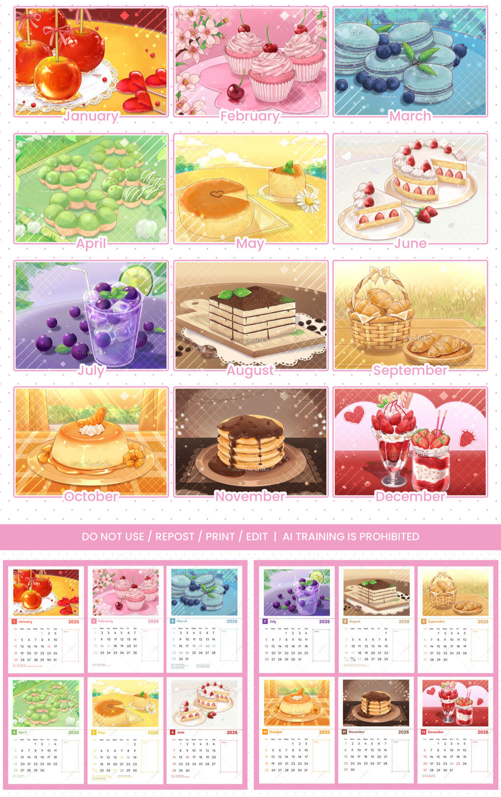 Food Illustrations for Calendar