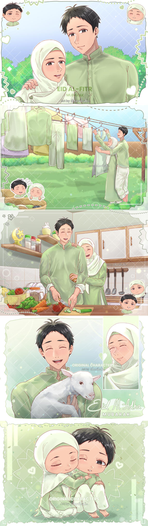 Activity Illustrations of Married Couples (Original Characters)