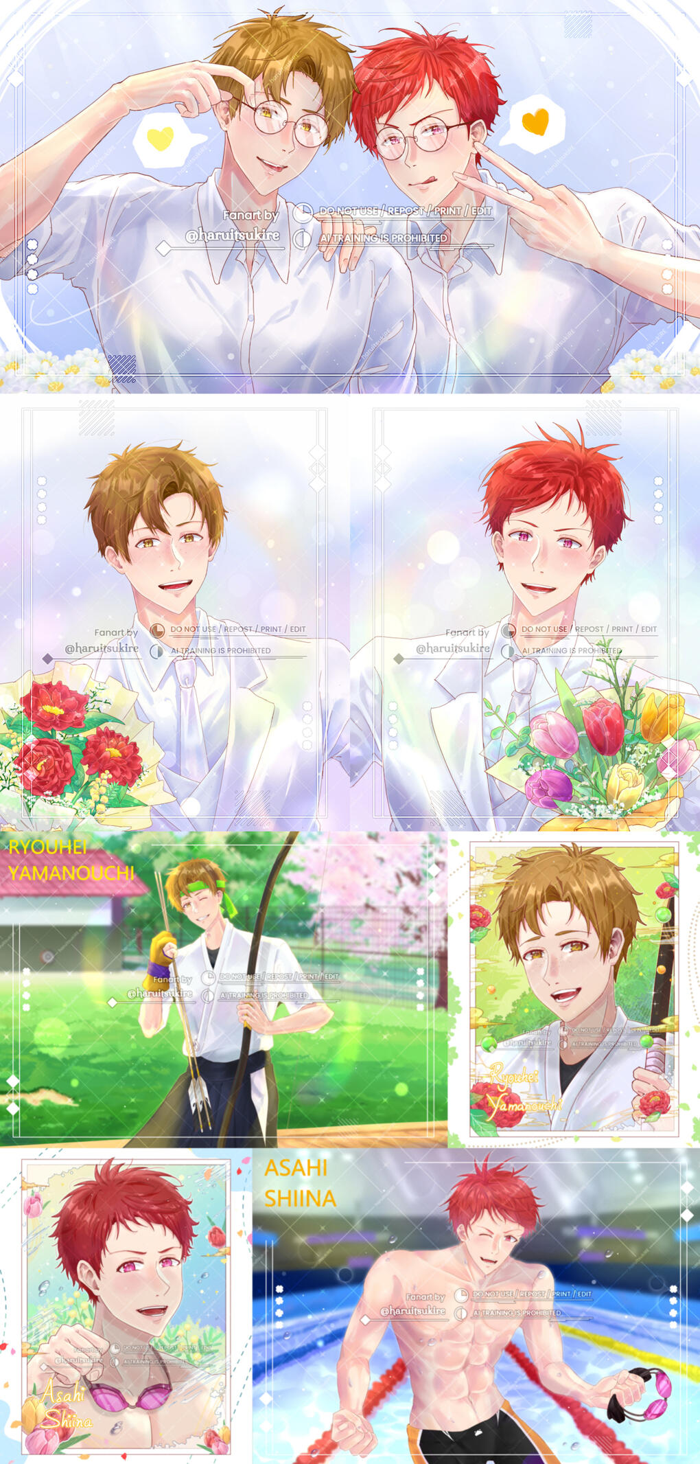Free (Asahi Shiina) & Tsurune (Ryouhei Yamanouchi) Fanarts